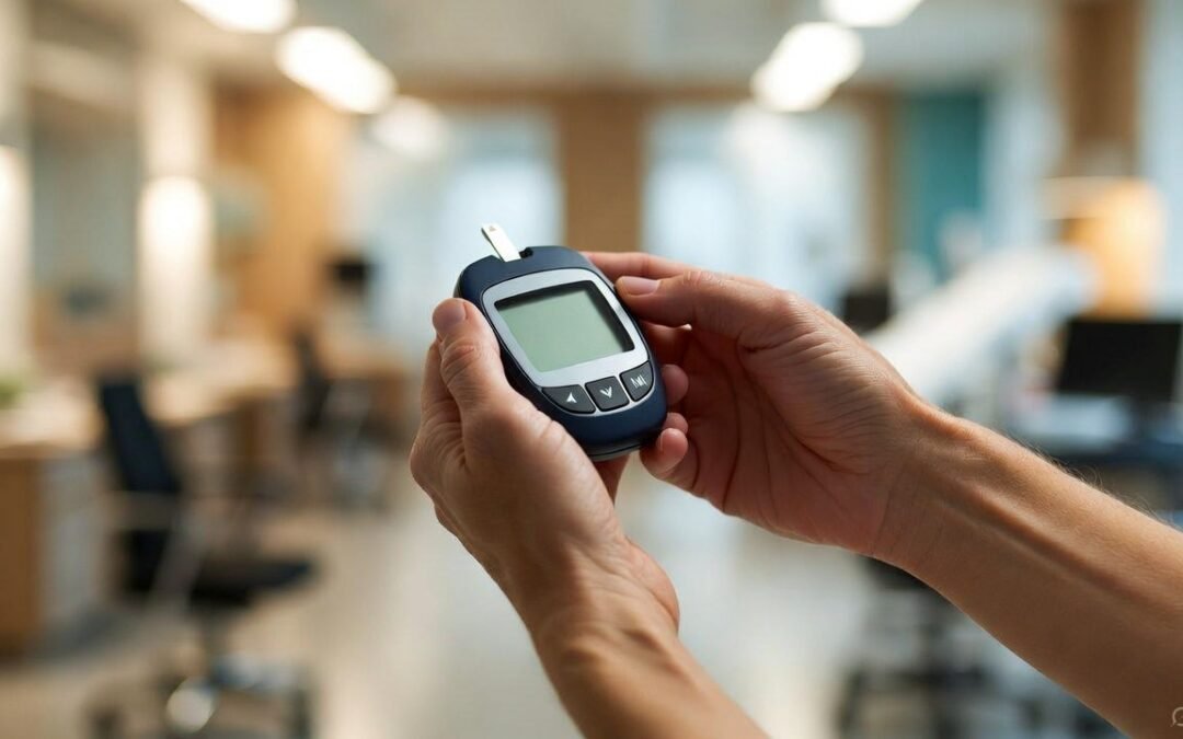 Patient checking blood sugar levels to prevent diabetic neuropathy